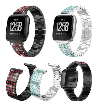 

Luxury Crystal Stainless Steel Strap Wrist Band Replacement For Fitbit Versa Fashion Sports Bracelet SmartWatch Accessories