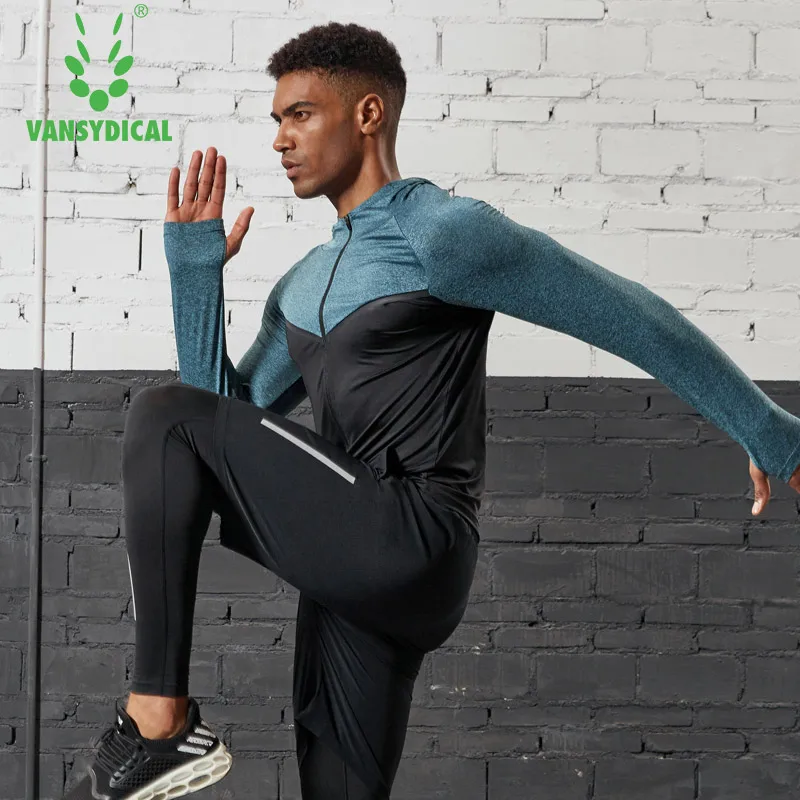 Vansydical Новая мужская спортивная куртка с капюшоном для бега тренировочные топы