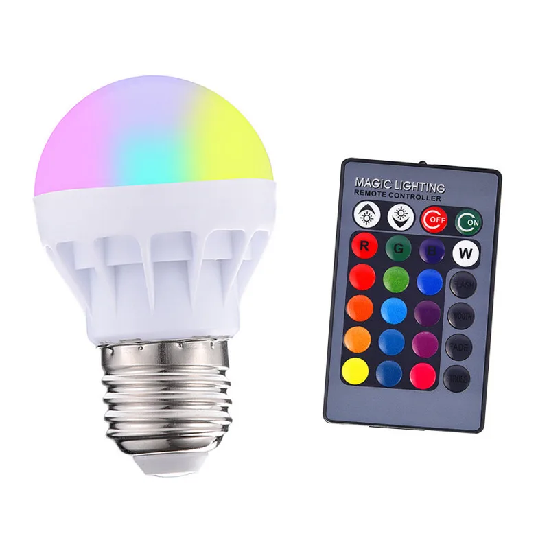 E27 умные светодиодные rgb лампы с регулируемой яркостью лампы прожектора E27 лампы 3W светодиодные лампы, которые меняют цвет+ 24 ключа ИК пульт дистанционного управления - Испускаемый цвет: Changeable