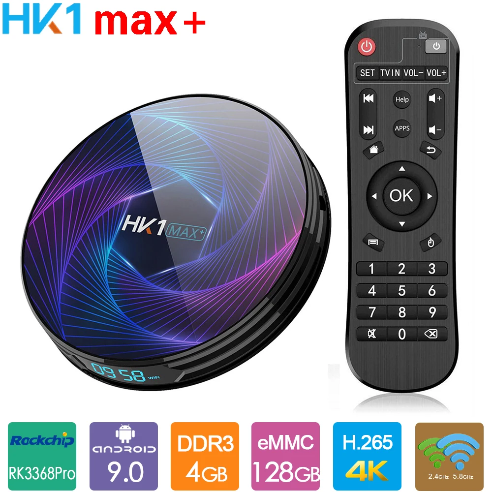Приставка Смарт ТВ HK1max + Rockchip RK3368Pro Android 9 0 4 32/64/128 ГБ Wi Fi 2 4/5 ГГц|ТВ-приставки и