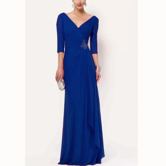 2 3/4 Sleeves Sheath Beading Mother Of the Bridal Dresses Cap Sleeves Custom-Made Women's Dresses Party Dinner Grown Dress Bride - Цвет: 2