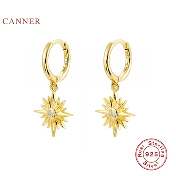 

CANNER Ins Wind Diamond Star Earrings For Women Real 925 Sterling Silver Earrings Hoops Zircon Diamond Korean Jewelry Pendientes
