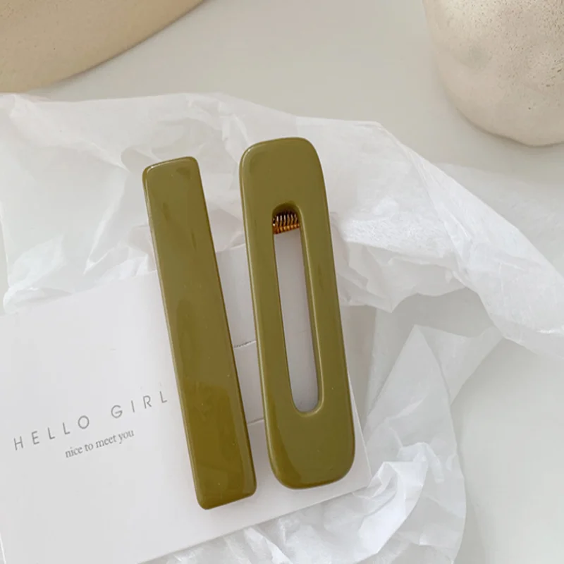 Avocado green 1 Набор, новинка, модные трендовые цветные акриловые заколки авокадо, корейские геометрические полые прямоугольные заколки для волос для женщин, аксессуары для волос - Цвет: Avocado green