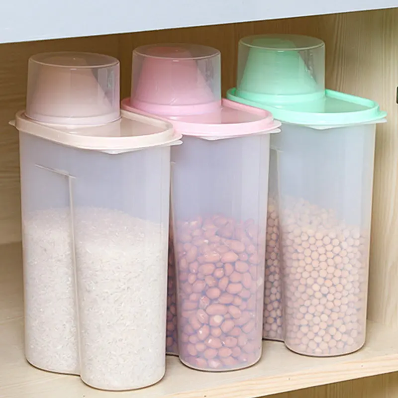 Для хранения риса ящик еда без бисфенола а контейнеры для Крупы мерный стаканчик