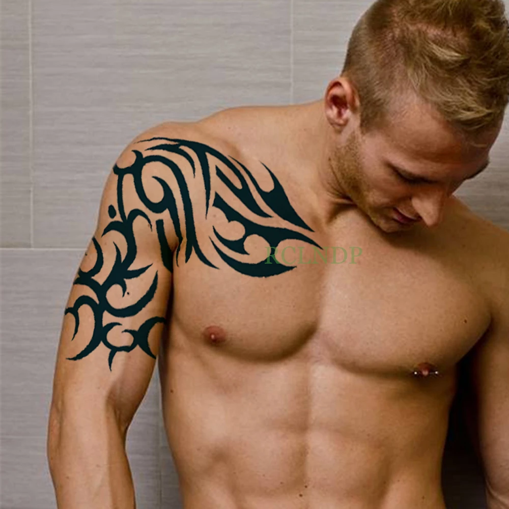 Водонепроницаемый временная татуировка наклейка Племенной Тотем поддельный Tatto флэш-тату назад Abdo мужчины боди-арт большой размер для мужчин девушек женщин