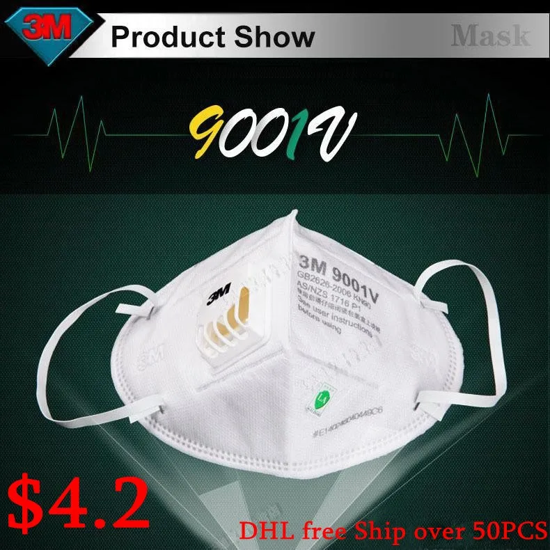 

10/20/50pcs 9001V FFP2 FFP3 N95 anti fog dust disposable mask with respiratory valve protective labor protection dust mask 9001V