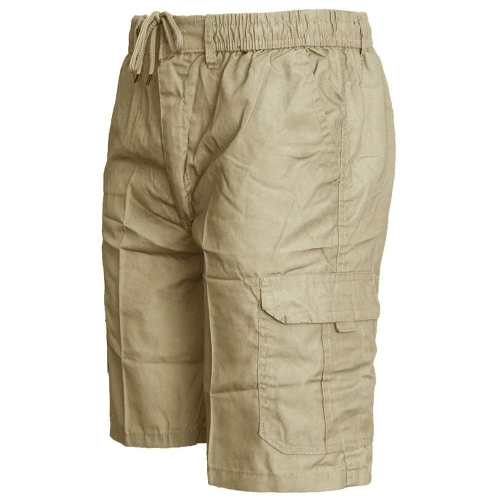 Летние мужские шорты прямые дышащие повседневные эластичные однотонные свободные пляжные до колен для прогулок с карманами