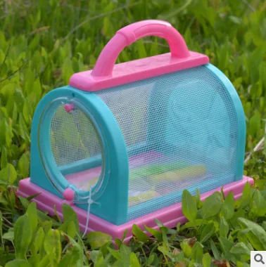 

Three-piece Set Children Hand Butterfly Cage Fireflies Pet Silkworms Insect Crawler Breathable Insulated Feeding Cage Box