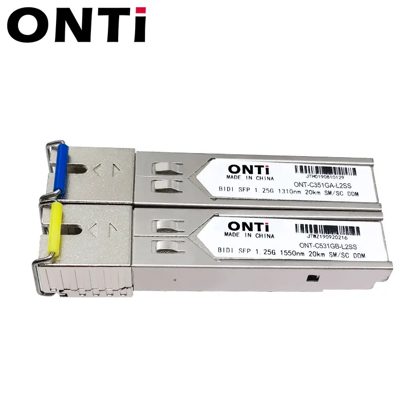 ONTi 1.25G BIDI SC Connector Transceiver WDM SFP Module Gigabit Single Mode Fiber Optical Ethernet Compatible with Cisco Switch