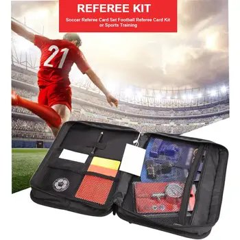 

Football Referee Bag Wallet Whistle Currency Cards Barometer Manometer Linesman Flag Set Football Training Equipment