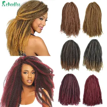 

18inch Marley Braid Hair Crochet Braids Hair Extensions Synthetic Crochet Hair Bulk Ombre Afro Kinky Black Blonde White Grey