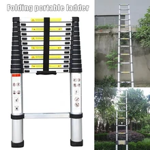 

3.8m Home Multi One Button Retraction Ladder Portable Thickened Aluminum Alloy Engineering Ladder Outdoor Lifting Bamboo Ladder