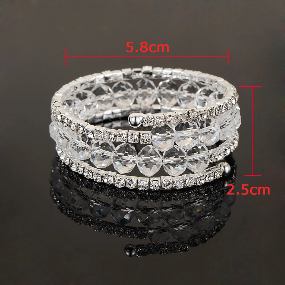 Crystal Bracelet Women Wedding Full Shiny Rhinestone Bride Love Charm Link Chain Jewelry