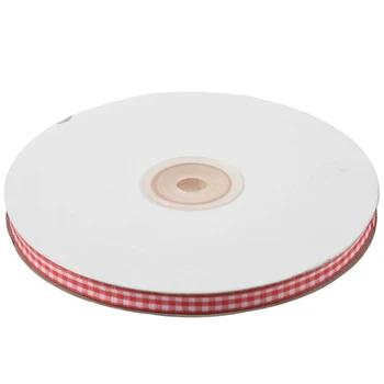 

45m Full Reel Cut Lengths Gingham Ribbon Sewing Crafts, 6mm Wide Red