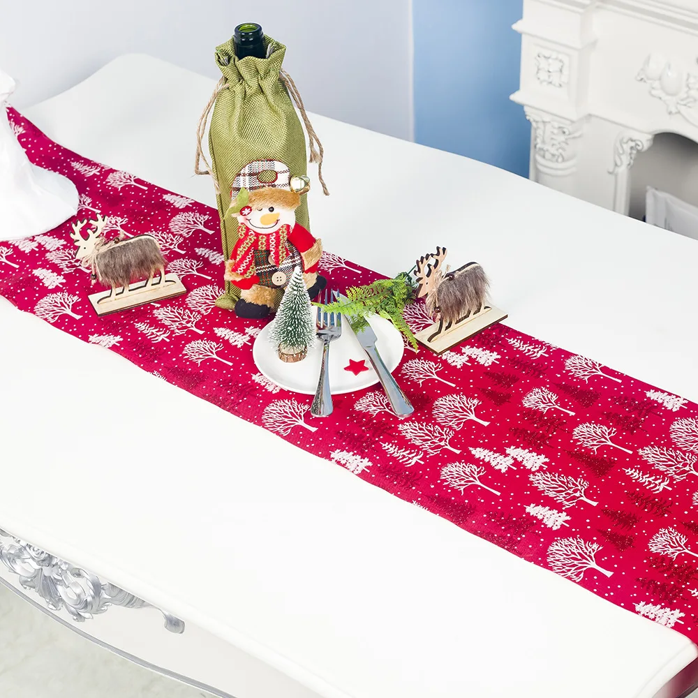 Christmas Table Runner Embroidered Tablecloth Cloth Cover Home Decoration Polyester Christmas Tablecloth 270*30cm