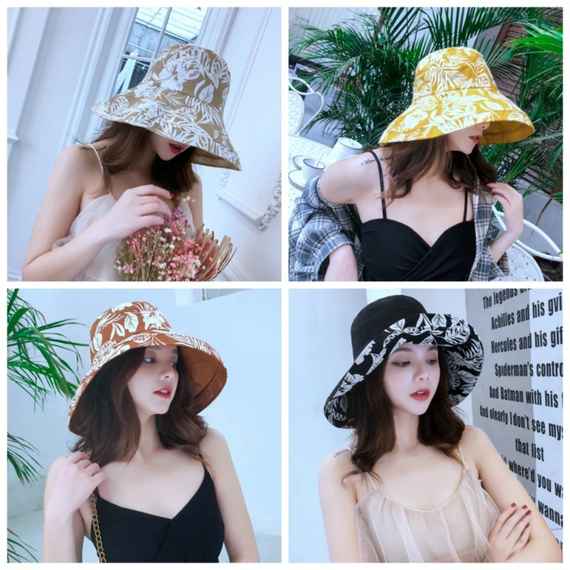 Двухсторонняя женская панама с широкими полями, Солнцезащитная шляпа с защитой от ультрафиолета, шапки для спорта на открытом воздухе, летняя женская пляжная спортивная одежда