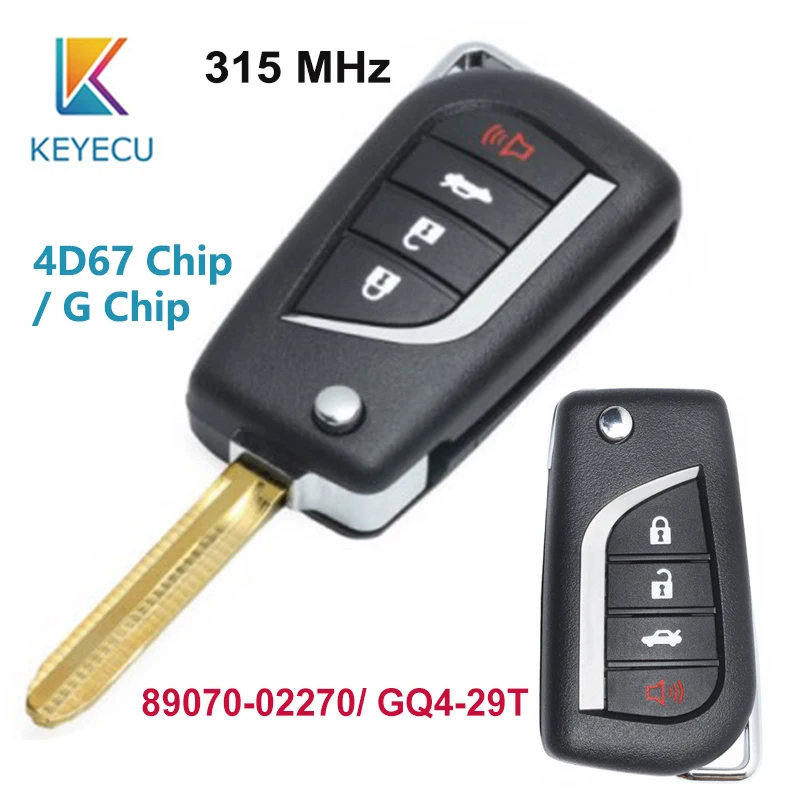 Замена KEYECU изменить флип дистанционный ключ 4B 315 МГц с чипом 4D67G для Toyota ключ для Toyota Camry, Avalon, corolla 89070-02270/GQ4-29T