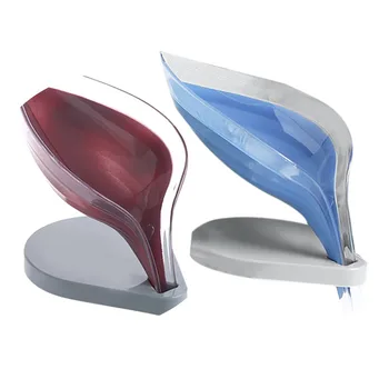

Hot 2Pcs Creative Leaf Shape Plastic Drain Soap Dish Box Portable Kitchen Sink Storage