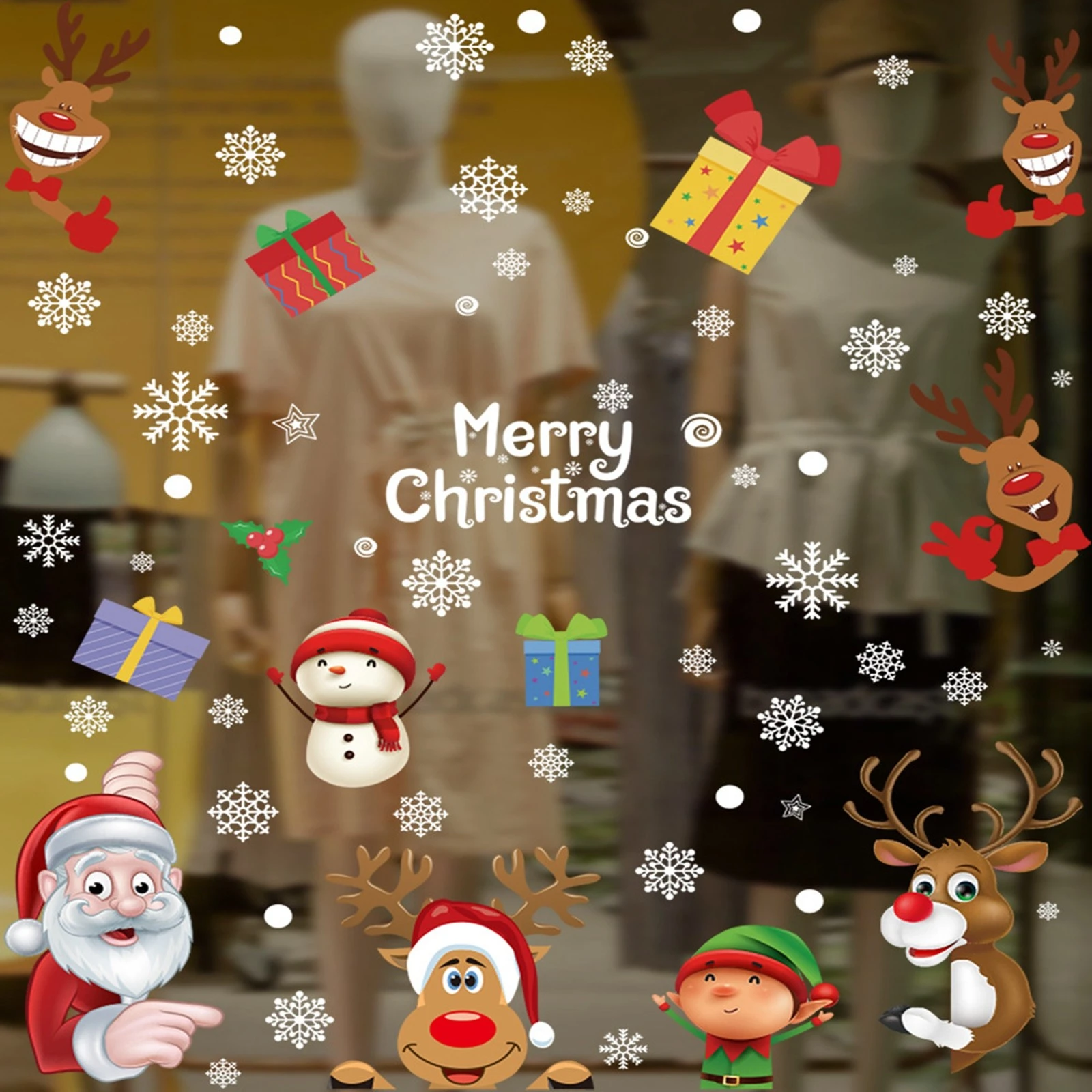 verwijderen Herrie roekeloos Leuke Kerst Raamstickers Sneeuwvlok Kerstman Gluren Kerst Vastklampt Voor  Glas Kerst Winter Stickers Home Decor|Wandstickers| - AliExpress