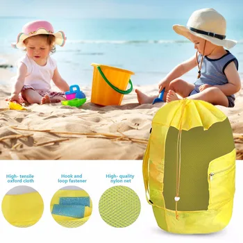 

Summer Kids Baby Beach Water Toy Travel Foldable Beach Toy Bag Sand Away Beach Storage Pouch Mesh Bag Drawstring 2pcs #7.15