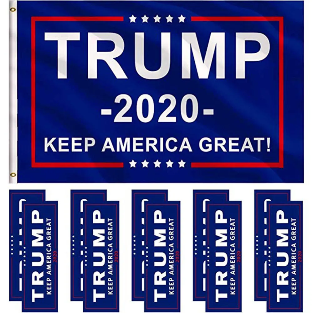 Президент Дональд флаг &quotТрамп&quot 2020 с люверсами и 10 шт. бампер наклейки