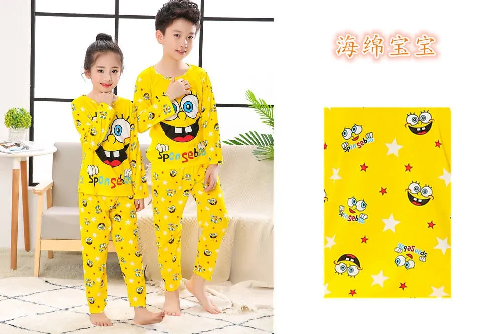 [Men And Women Celebrity Style] Big Boy Autumn Set CHILDREN'S Pajamas Long Sleeve Cartoon Kids Pajamas Tracksuit Short Sleeve