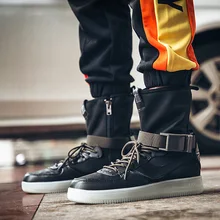 Модные мужские Ботинки martin; высокие кроссовки на молнии; повседневная кожаная обувь в стиле хип-хоп; обувь для уличных танцев на толстой платформе с пряжкой