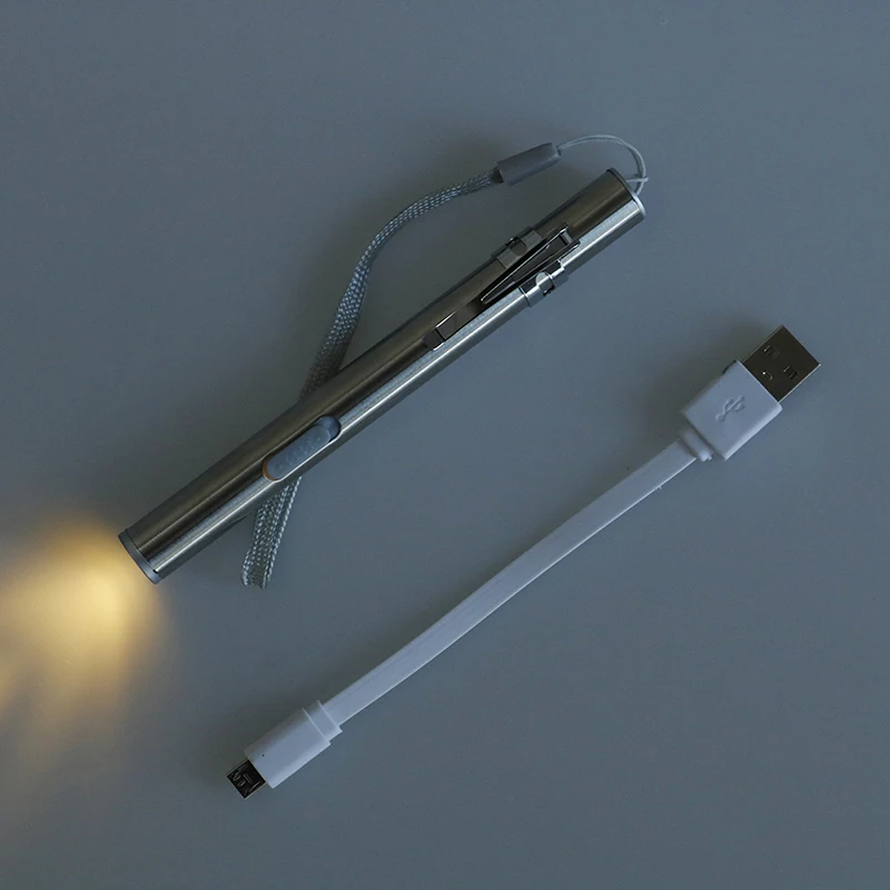 Yellow Мини из нержавеющей стали водонепроницаемый USB Перезаряжаемый светодиодный фонарик мощный многофункциональный светодиодный фонарик с металлическим зажимом - Испускаемый цвет: Yellow