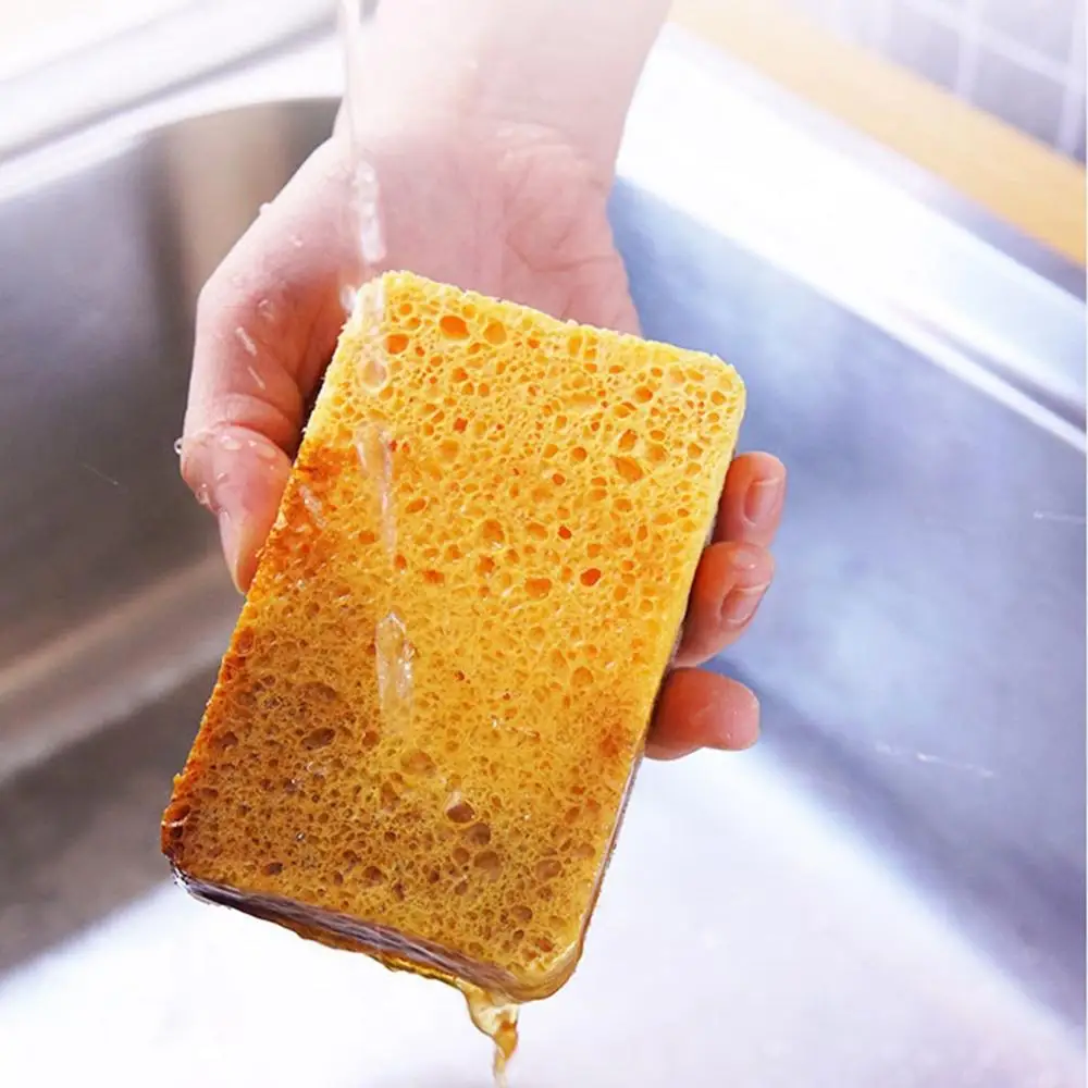 8pcs Natural Wood Pulp Cotton Scrub Sponge Non-Scratch Biodegradable Scrubbing Sponges for Kitchen,Durable No Smell Dishwashing Kitchen Scrubber, Size