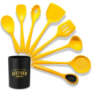

Yellow Silicone Kitchen Utensil Nonstick Spatulas Turners Spoons Cooking Utensil Cookware Baking Gadget utensilios de cocina