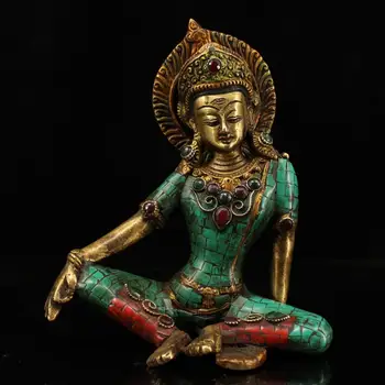

wedding decoration Nepal collects old pure copper to create a mother-in-law statue painted with gold and green statue