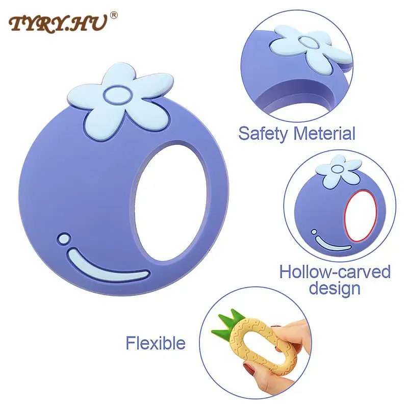 3PC Silicone Teether Cartoon Fruits Food Grade Silicone Pandents DIY Pacifier Chains Toys For Teeth Tiny Rod Baby Teethers Gifts