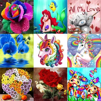 

Home Decor 5D Diy Diamond Painting Cross Stitch Kits Diamond Embroidery Diamond Mosaic Cartoon Pattern Animal Picture Kids Gift