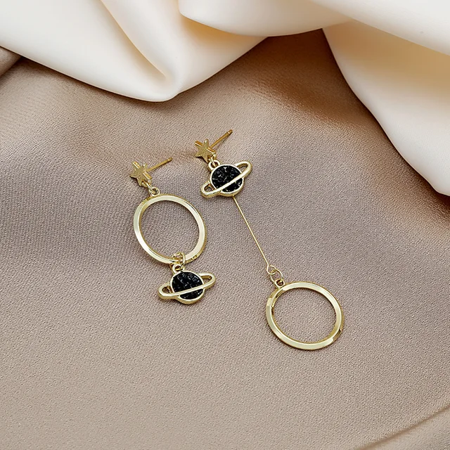 Trendy New Long Asymmetry Pendant Earrings for Women Female Simple Hypoallergenic Geometric Tassel Earrings Jewelry Accessories Planet