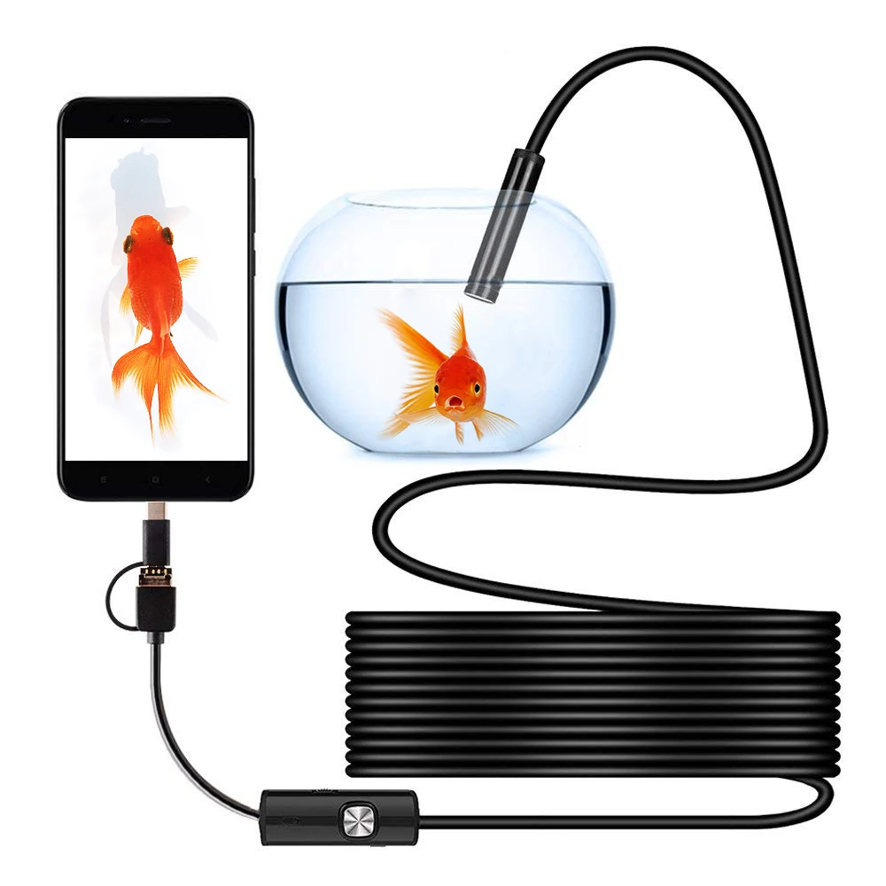 Câmera Endoscópica de Ação Mini mm 720p à Prova Dágua Câmeras com 6led Inspeção Boroscópio 360 Câmera para Celular Android - Image 4
