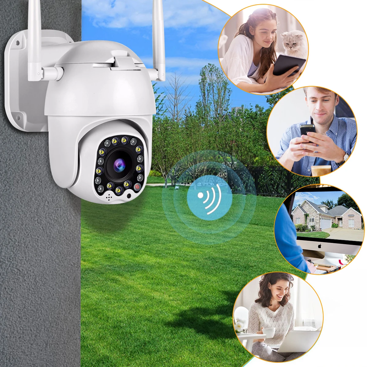 

Outdoor 2MP Auto Tracking 1080P Cloud Wifi PTZ Camera Home Security IP Camera 4X Digital Zoom Speed Dome Camera with Siren Light