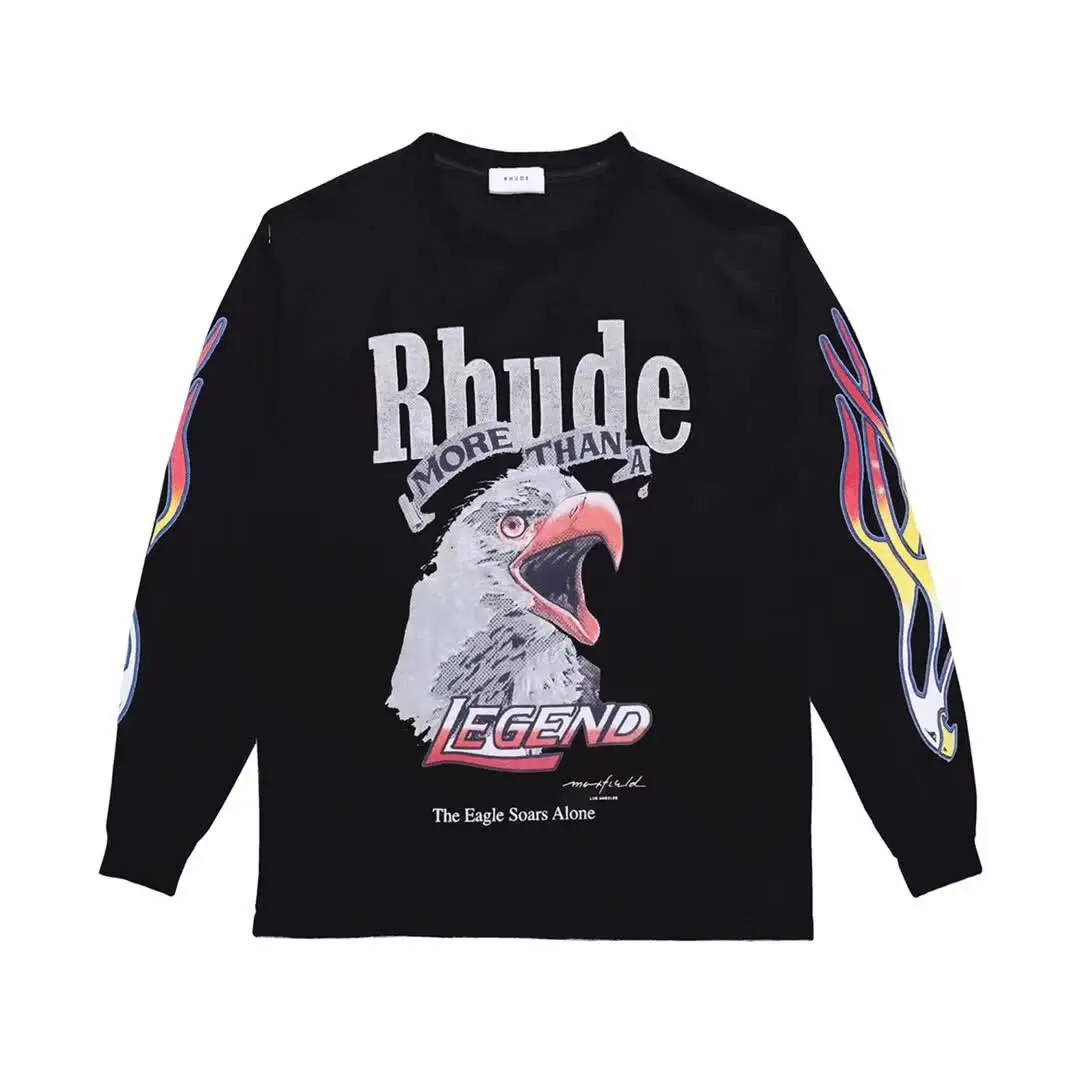 Для мужчин и женщин толстовки Rhude толстовки Legend Eagle Logo Rhude Толстовка LOSANGELS Kanye West Толстовка James уличная