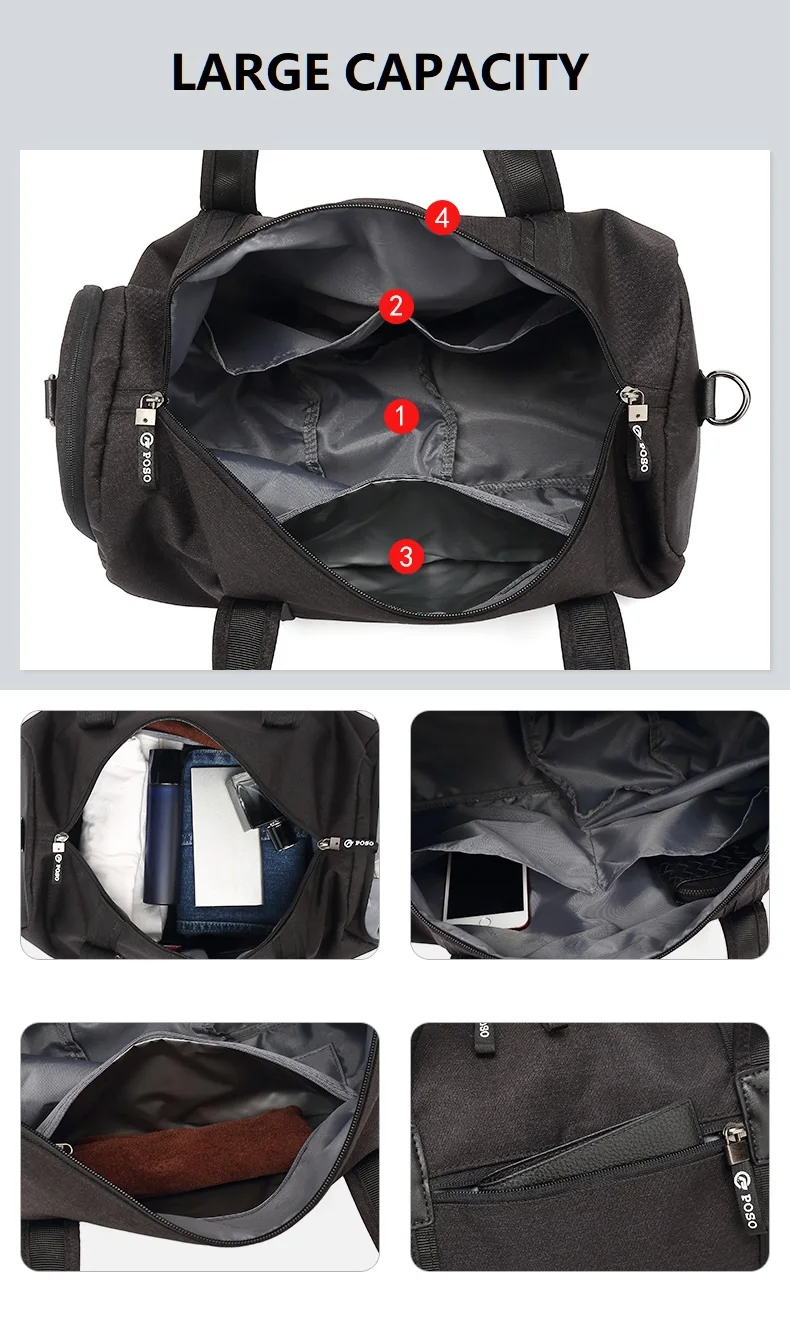 Men's Large Handbag Waterproof Travel Duffle Bag with Shoes Pouch Multifunctional Fitness Crossbody Bag Fashion Business Tote