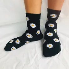 KPOP/Хлопковые носки с вышивкой в виде дракона и маргаритки; эластичные носки; зимние носки унисекс; FH137