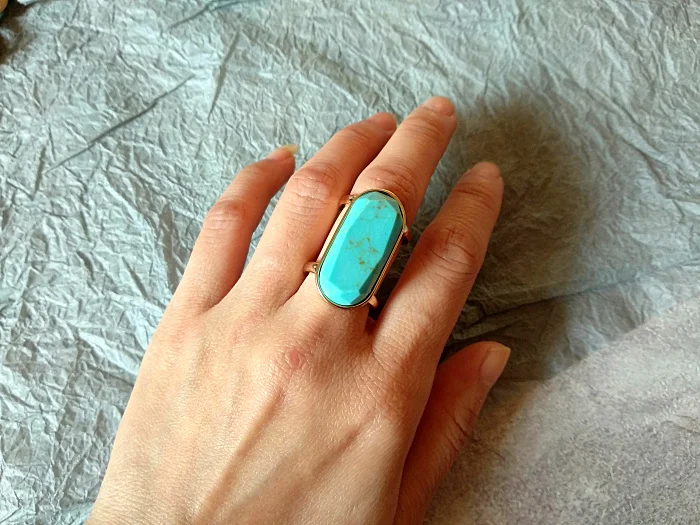 HUANZHI зеленый нерегулярный натуральный камень узор зерна геометрический ретро двойной слой палец кольца для мужчин и женщин вечерние экзотические