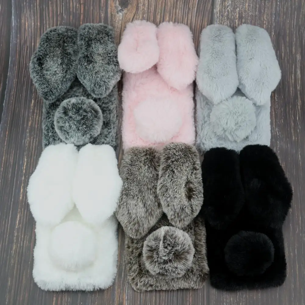 

Rabbit Fur Case For Xiaomi Mi 5 5C 5S 5X 6X A1 A2 6 6X 8 9 9T Black Shark 2 CC9 A3 Lite Plus SE Pro Explore Bunny Doll Cover