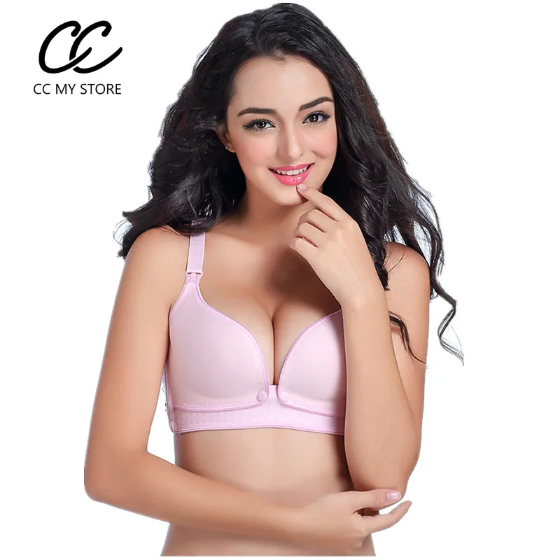 Solid Cotton Nursing Bra Large Size No Steel Ring Lace Cover Front