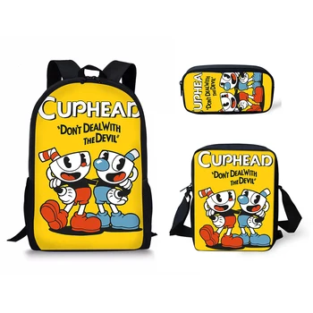 

Kid's Cuphead Game Mugman Pattern Mochila Students Backpack Shoulder Bag Travel School Bag for Teenagers Casual Mochila