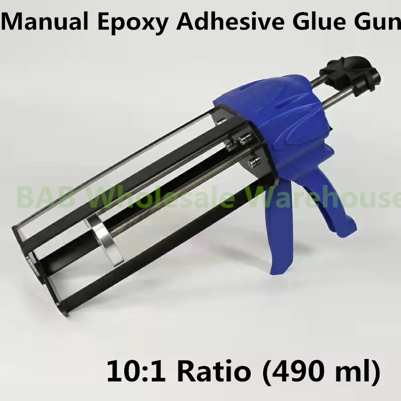 

490ml 10:1 Metal Manual Multi-Component Cartridge Epoxy Adhesive Gun,Manual Dispense Mixing Gun Adhesive Bonding Extrusion Tool