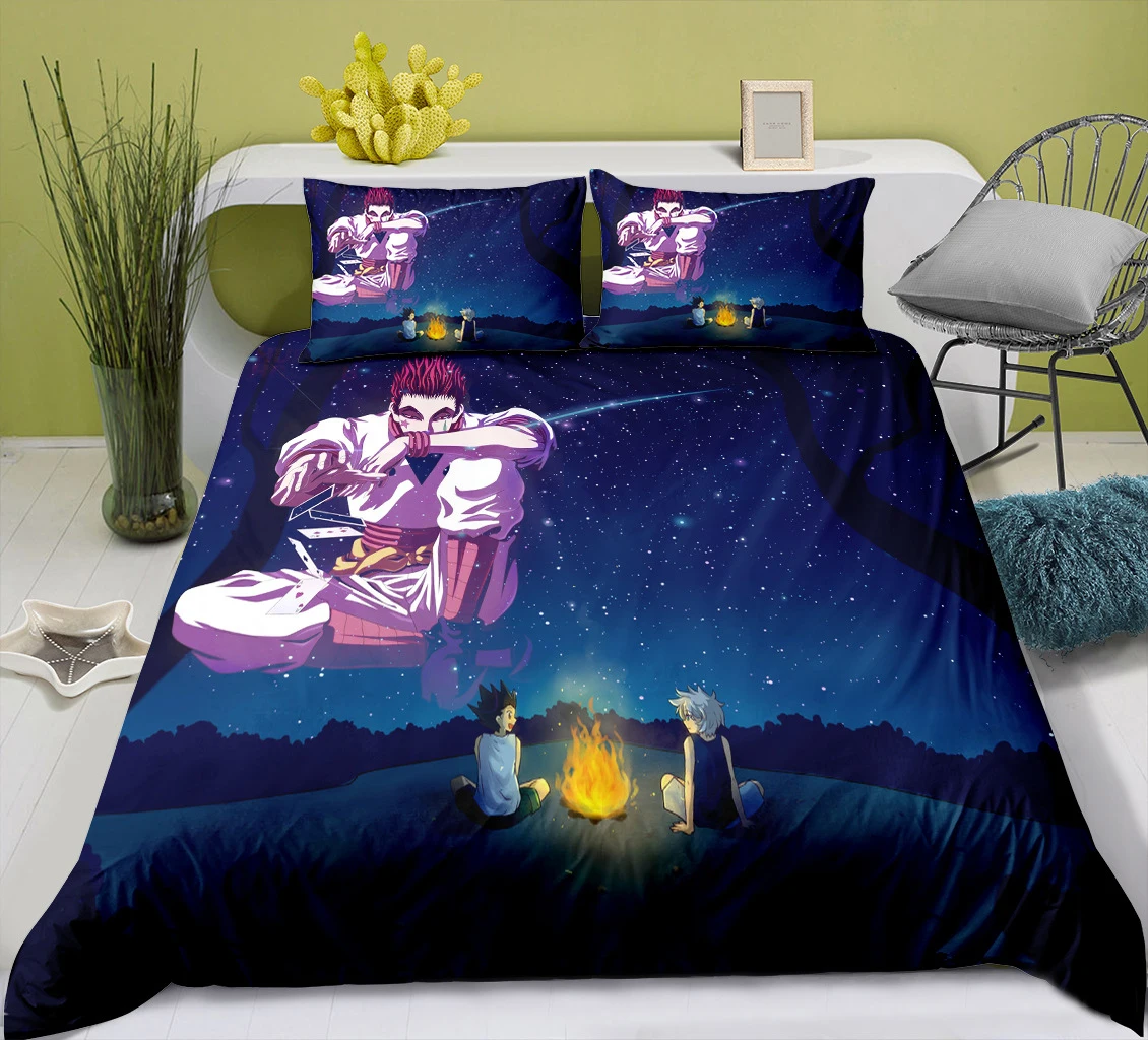 

Hunter x Hunter Bedding Set Single Twin Full Queen King Size Hunter x Hunter Bed Set Children's Kid Bedroom Duvetcover Sets 003
