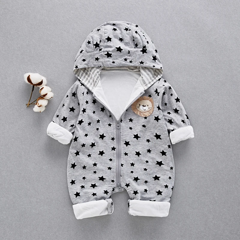 Комбинезоны с изображением Льва для малышей; одежда для малышей; Bebe; весенне-осенняя одежда для малышей; комбинезоны с капюшоном в полоску