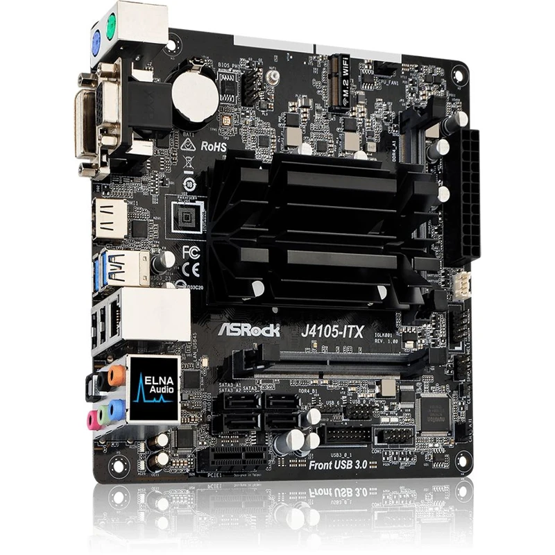Материнская плата Asrock J4105-ITX 2xDDR4 mini-ITX AC`97 8ch(7.1) GbLAN+VGA+DVI+HDMI
