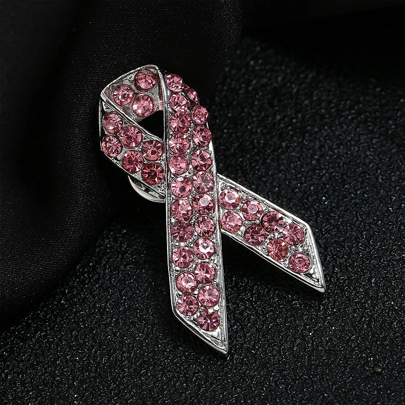 Trendy Pink Crystal Brooch Ribbon Bowknot Cute Brooches For Women