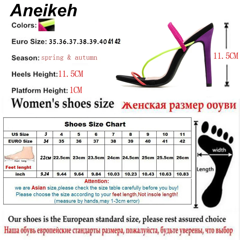 Aneikeh/ г. Новые Модные женские шлепанцы из флока летние модельные туфли на тонком высоком каблуке повседневные женские сабо без застежки яркие Размеры 35-42