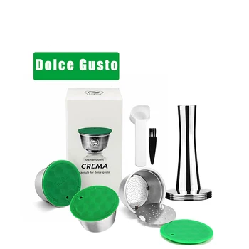 

Stainless Steel Reusable Refillable Capsule for Nescafe Dolce Gusto Coffee Capsule with Lid Filters Cup Tamper Spoon